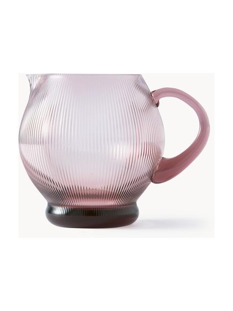 Jarra soplada artesanalmente con relieves Pum, 2 L, Vidrio soplado artesanalmente, Rosa, 2 L