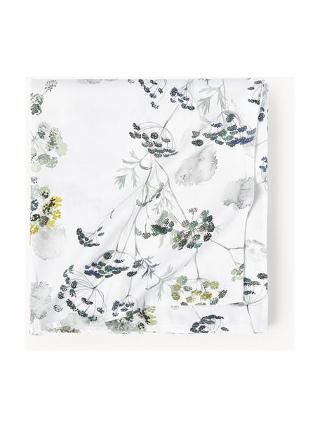 Nappe avec motif floral Aquarell Print, Coton, Blanc, tons verts, 6-8 personnes (long. 260 x larg. 160 cm)