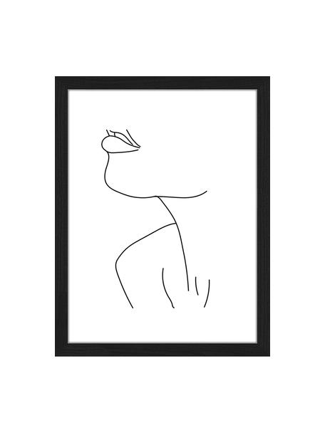 Gerahmter Digitaldruck Holli, Bild: Digitaldruck auf Papier, , Rahmen: Buchenholz, lackiert, Front: Plexiglas, Schwarz, Weiß, 33 x 43 cm