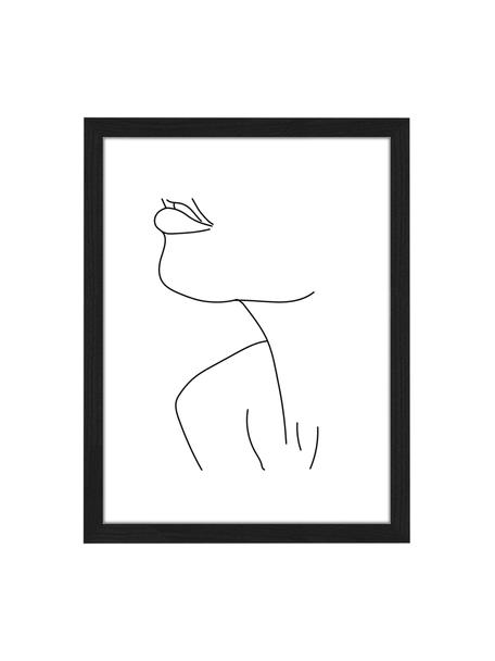 Ingelijste digitale print Holli, Afbeelding: digitale print op papier,, Lijst: gelakt beukenhout, Zwart, wit, B 33 x H 43 cm