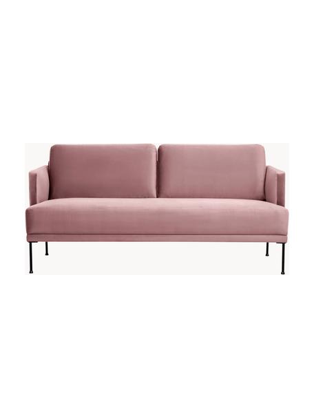 Sofa z aksamitu Fluente (2-osobowa), Tapicerka: aksamit (wysokiej jakości, Stelaż: lite drewno sosnowe z cer, Nogi: metal malowany proszkowo, Brudnoróżowy aksamit, S 166 x G 85 cm