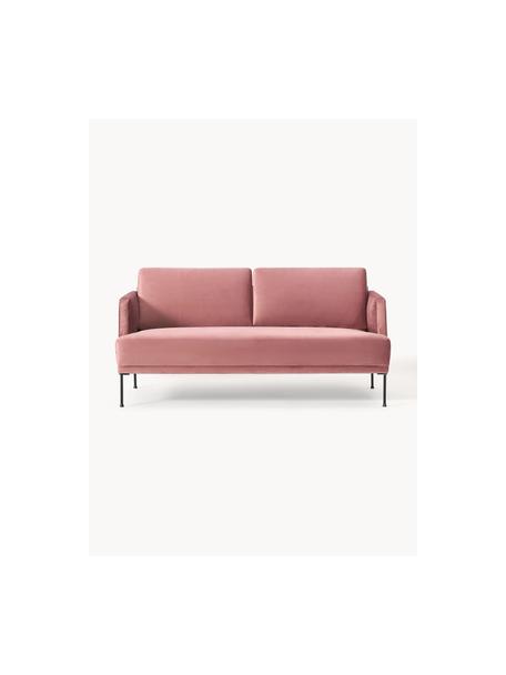 Samt-Sofa Fluente (2-Sitzer), Bezug: Samt (Hochwertiger Polyes, Gestell: Massives Kiefernholz, Füße: Metall, pulverbeschichtet, Samt Altrosa, B 166 x T 85 cm