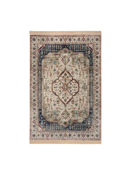 Viskózový koberec ve vintage stylu s třásněmi Jasmine, 60 % viskóza, 40 % bavlna, Béžová, modrá, více barev, Š 135 cm, D 195 cm (velikost S)