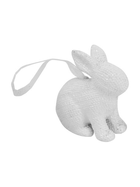 Mini coniglietto pasquale Pailletti 6 pz, Resina, Bianco, Larg. 5 x Alt. 6 cm