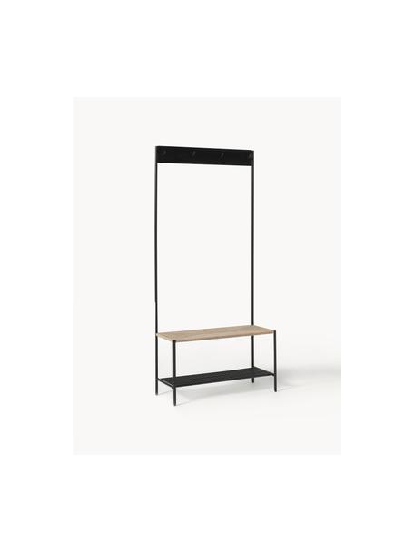 Armario de metal June, Estructura: madera maciza de mango, t, Asiento: yute, contrachapado Este , Negro, beige, An 85 x Al 185 cm