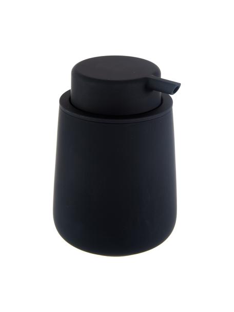 Distributeur de savon en porcelaine Push, Noir, Ø 8 x haut. 12 cm