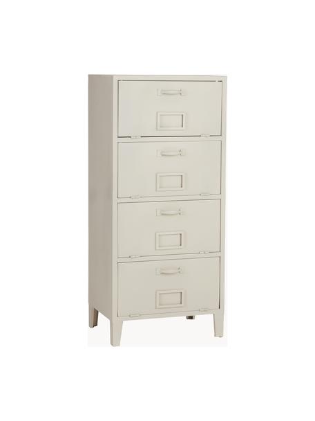 Metalen ladekast Barny, Gecoat ijzer, Off White, B 50 x H 110 cm