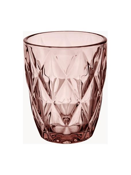 Wassergläser Colorado mit Strukturmuster, 4 Stück, Glas, Mauve, Ø 8 x H 10 cm, 260 ml