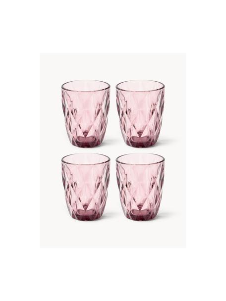 Bicchieri con motivo strutturato Colorado 4 pz, Vetro, Malva, Ø 8 x Alt. 10 cm, 260 ml