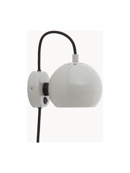 Aplique esfera de diseño Ball, Pantalla: metal recubierto, Anclaje: metal recubierto, Cable: cubierto en tela, Gris claro, An 16 x Al 12 cm