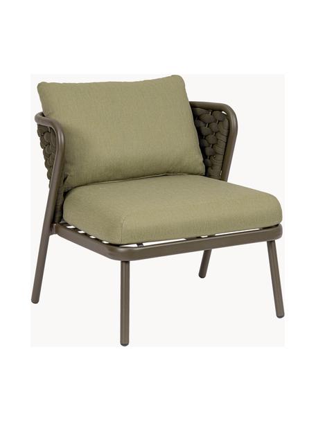 Sillón de exterior Harlow, Estructura: aluminio con pintura en p, Tejido verde oliva, gris pardo, An 74 x F 77 cm