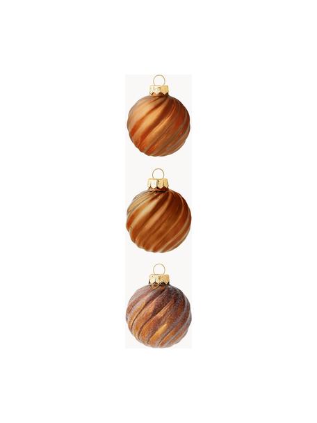Weihnachtskugeln Gabriela Ø 6 cm, 3er-Set, Glas, Zimtbraun, Ø 6 x H 6 cm