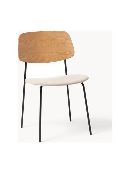 Dřevěné židle s čalouněnými sedáky Nadja, 2 ks, Béžová, světlé dřevo, Š 50 cm, H 53 cm