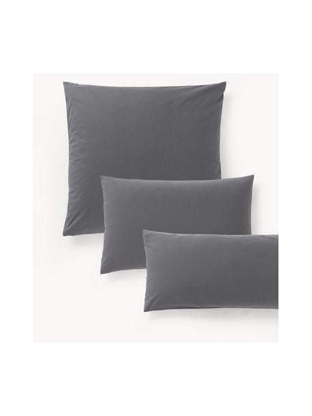 Funda de almohada de percal Elsie, Gris oscuro, An 45 x L 110 cm