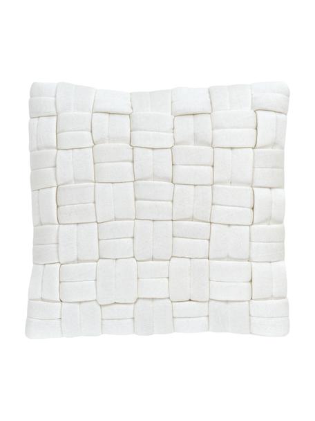 Federa arredo intrecciata color bianco crema Norman, Bianco, Larg. 40 x Lung. 40 cm