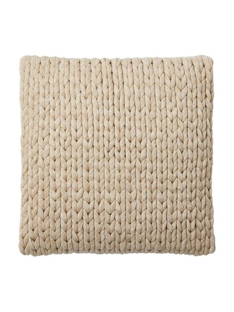 Ręcznie wykonana poszewka na poduszkę z dzianiny Adyna, 100% akryl, Beżowy, S 45 x D 45 cm