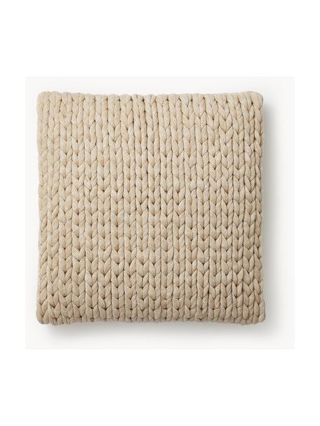 Housse de coussin 45x45 grosse maille Adyna, 100 % polyacrylique, Beige, larg. 45 x long. 45 cm