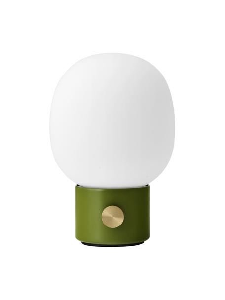 Dimbare tafellamp Sendi in groen met USB-aansluiting, Lampenkap: glas, Lampvoet: gecoat metaal, Wit, groen, Ø 15  x H 22 cm