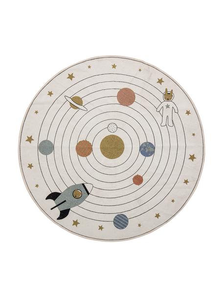 Rond vloerkleed Space, 98% katoen, 2% gemengde vezels, Beige, meerkleurig, Ø 130 cm (maat M)