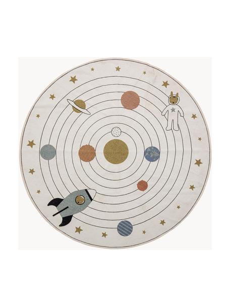 Tapis rond enfant Space, 98 % coton, 2 % fibres mixtes, Beige, multicolore, Ø 130 cm (taille M)