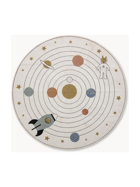 Tapis rond pour enfant Space, 98 % coton, 2 % fibres mixtes, Beige clair, multicolore, Ø 130 cm (taille M)