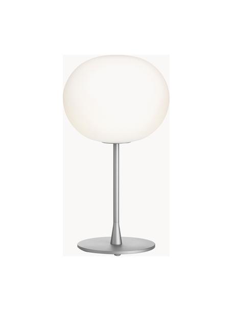 Lampada da tavolo grande luce regolabile Glo-Ball, Paralume: vetro, Struttura: metallo rivestito, Argentato, Ø 33 x Alt. 60 cm