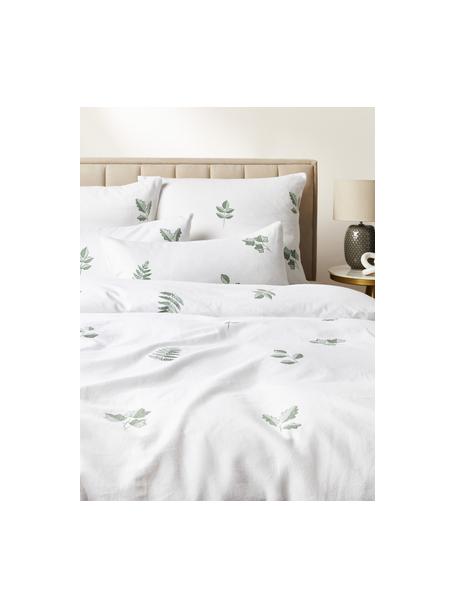 Flanell-Bettdeckenbezug Fraser in Weiß/Grün, Webart: Flanell Flanell ist ein k, Weiß, Salbeigrün, B 135 x L 200 cm