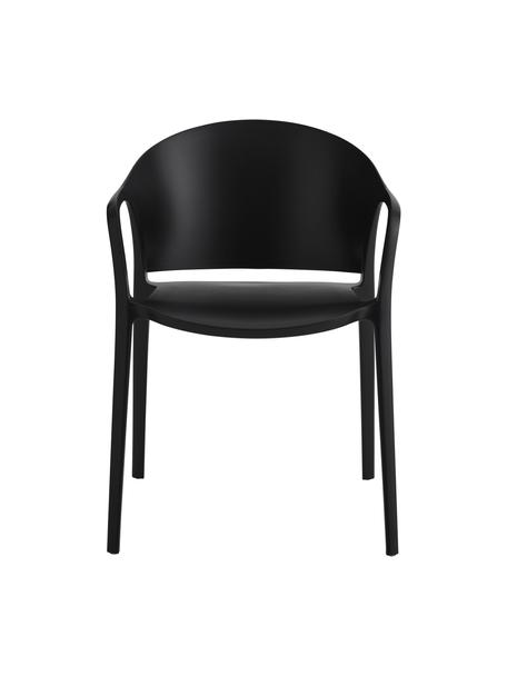 Sedia con braccioli in plastica nera Monti 2 pz, Plastica, Nero, Larg. 56 x Prof. 54 cm