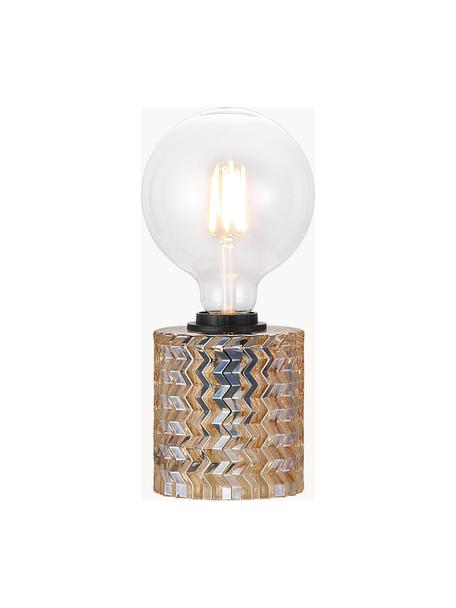 Kleine tafellamp Hollywood van glas, Lampvoet: glas, Bruin, transparant, Ø 11 x H 13 cm
