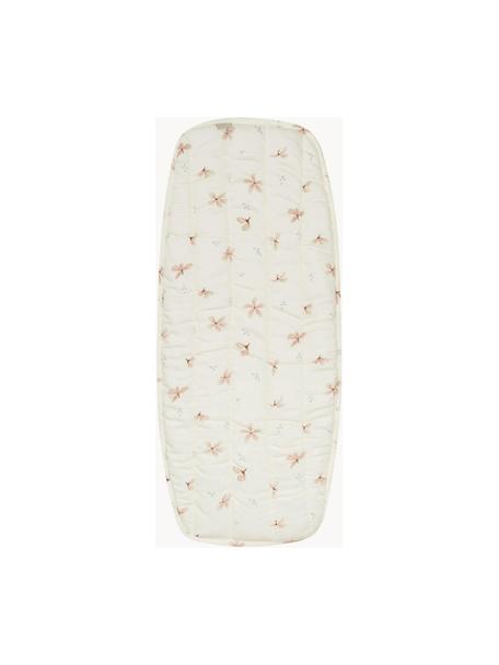 Matelas à langer en coton bio Windflower, Blanc crème, rose, imprimé, larg. 30 x long. 70 cm