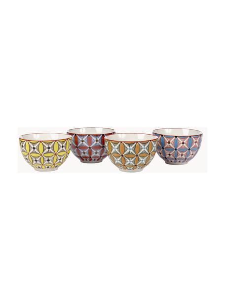 Handbemaltes Schälchen-Set Hippy, 4-tlg., Keramik, glasiert, Gelb, Terrakotta, Orange, Hellblau, Ø 13 x H 8 cm