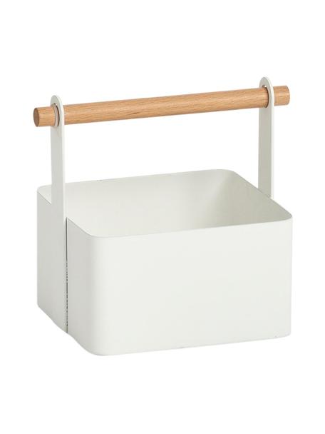 Cestino portaoggetti Ledina, Manico: legno di faggio, Bianco, legno di faggio, Larg. 15 x Alt. 16 cm