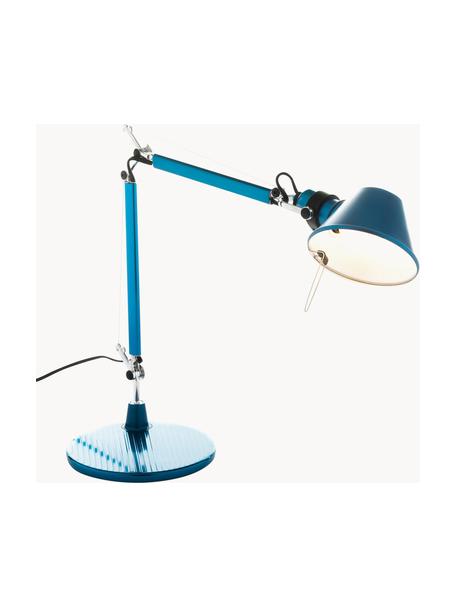 Lampa biurkowa Tolomeo Micro, Stelaż: aluminium powlekane, Niebieski, S 45 x W 37-73 cm