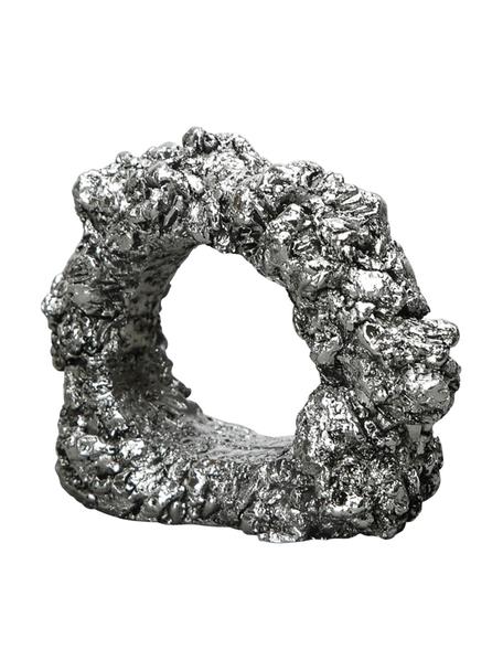 Kroužky na ubrousky Minerale, 6 ks, Polyresin, Stříbrná, Š 7 cm, V 6 cm