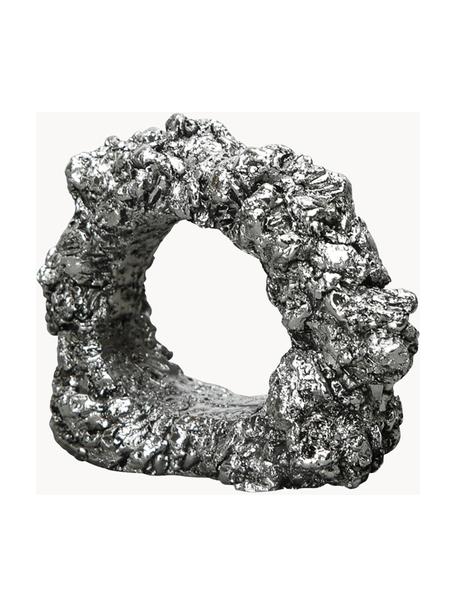 Serviettenringe Minerale, 6 Stück, Polyresin, Silberfarben, B 7 x H 6 cm