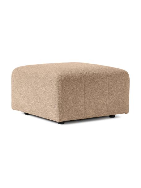 Reposapiés puf bouclé Lena, Tapizado: Bouclé (93% poliéster, 6%, Estructura: madera de pino, contracha, Patas: plástico, Bouclé color arena, An 76 x F 76 cm