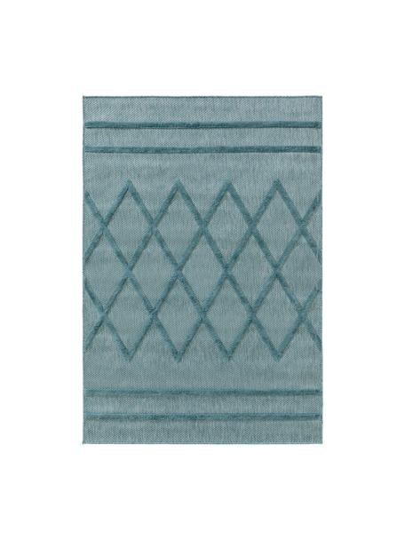 Ručne tkaný koberec s reliéfnym efektom Bonte, 100 % polypropylén, Tyrkysová, Š 200 x D 290 cm (veľkosť L)