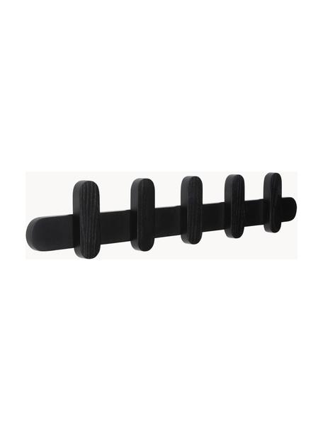 Perchero de pared de madera de fresno Merry, 100% madera de fresno con certificado FSC, Negro, An 80 x Al 14 cm