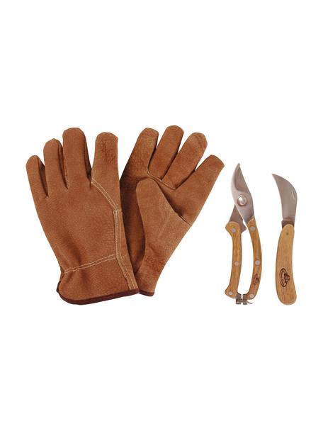 Tuingereedschapset Fiona, 3-delig, Bruin, essenhoutkleurig, zilverkleurig, Set met verschillende formaten