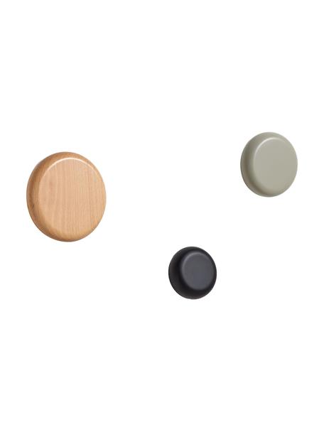 Patères Nadue, 3 élém., Bois de hêtre, Bois de hêtre, noir, gris, Lot de différentes tailles