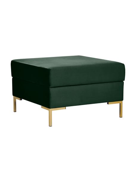 Reposapiés puf de terciopelo Luna, con espacio de almacenamiento, Funda: terciopelo (100% poliéste, Estructura: madera maciza de haya, ma, Patas: metal galvanizado, Terciopelo verde oscuro, An 77 x Al 49 cm