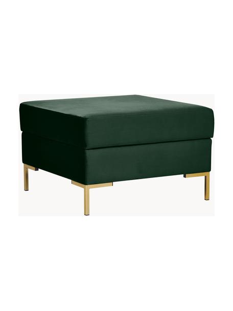 Sofa-Hocker Luna aus Samt mit Stauraum, Bezug: Samt (100 % Polyester) De, Gestell: Massives Buchenholz, Schi, Füße: Metall, galvanisiert Das , Samt Dunkelgrün, Goldfarben, B 77 x H 49 cm