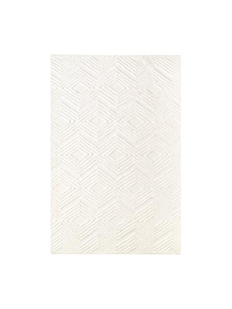 Ručně tkaný bavlněný koberec s vystouplým vzorem Ziggy, 100 % bavlna, Krémově bílá, Š 200 cm, D 300 cm (velikost L)