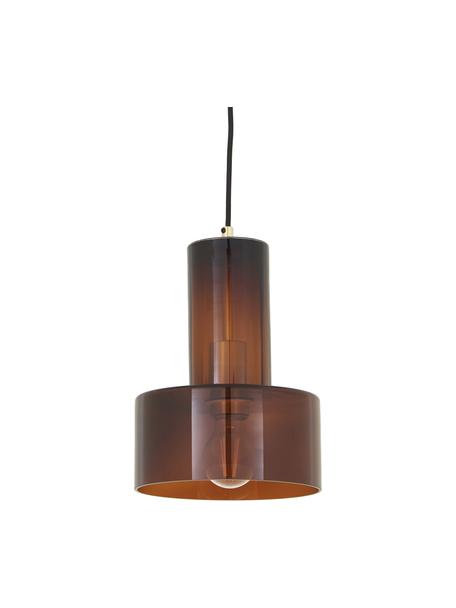 Kleine hanglamp Flowy van glas, Lampenkap: glas, geverfd, Baldakijn: messing, Bruin, transparant, Ø 20 x H 27 cm