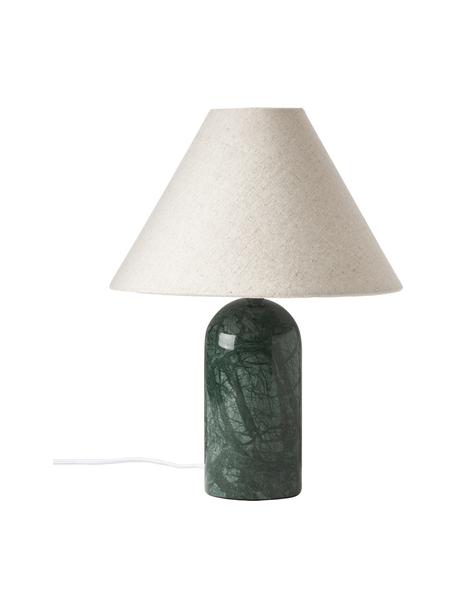 Lámpara de mesa mármol Gia, Pantalla: 50% lino, 50% poliéster, Cable: cubierto en tela, Mármol verde, Ø 30 x Al 39 cm