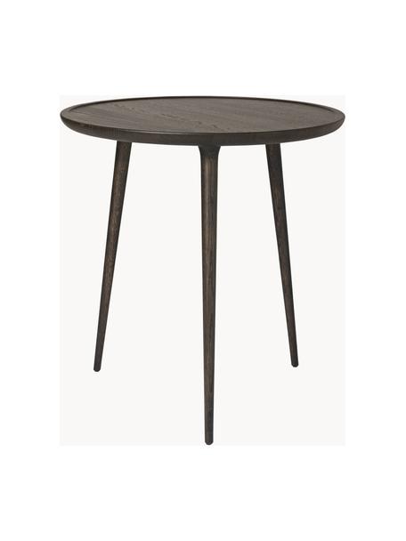 Kulatý odkládací stolek z dubového dřeva Accent, ručně vyrobený, Dubové dřevo, certifikace FSC, Dubové dřevo, tmavě hnědě lakované, Ø 70 cm, V 73 cm
