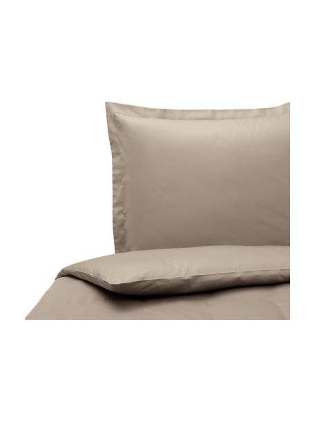 Saténové povlečení z organické bavlny s lemováním Premium, Taupe, 135 x 200 cm + 1 polštář 80 x 80 cm
