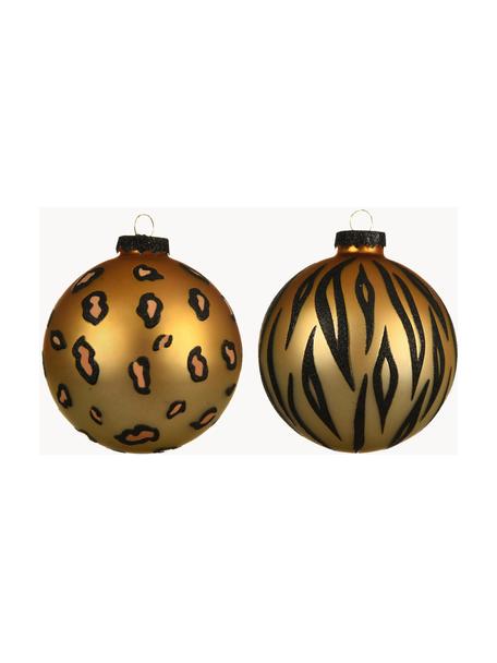 Boule de Noël Cats Ø 8 cm, 2 pièces, Couleur dorée, noir, Ø 8 cm