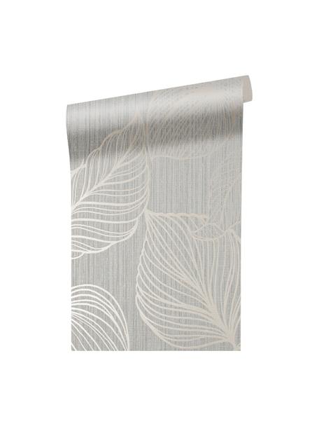 Carta da parati Luxus Fine Blatter, Tessuto non tessuto, Argentato, grigio, Larg. 52 x Alt. 1005 cm