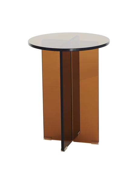 Tavolino rotondo con piano in vetro Iris, Struttura: vetro temperato, Marrone, semi trasparente, Ø 35 x Alt. 45 cm